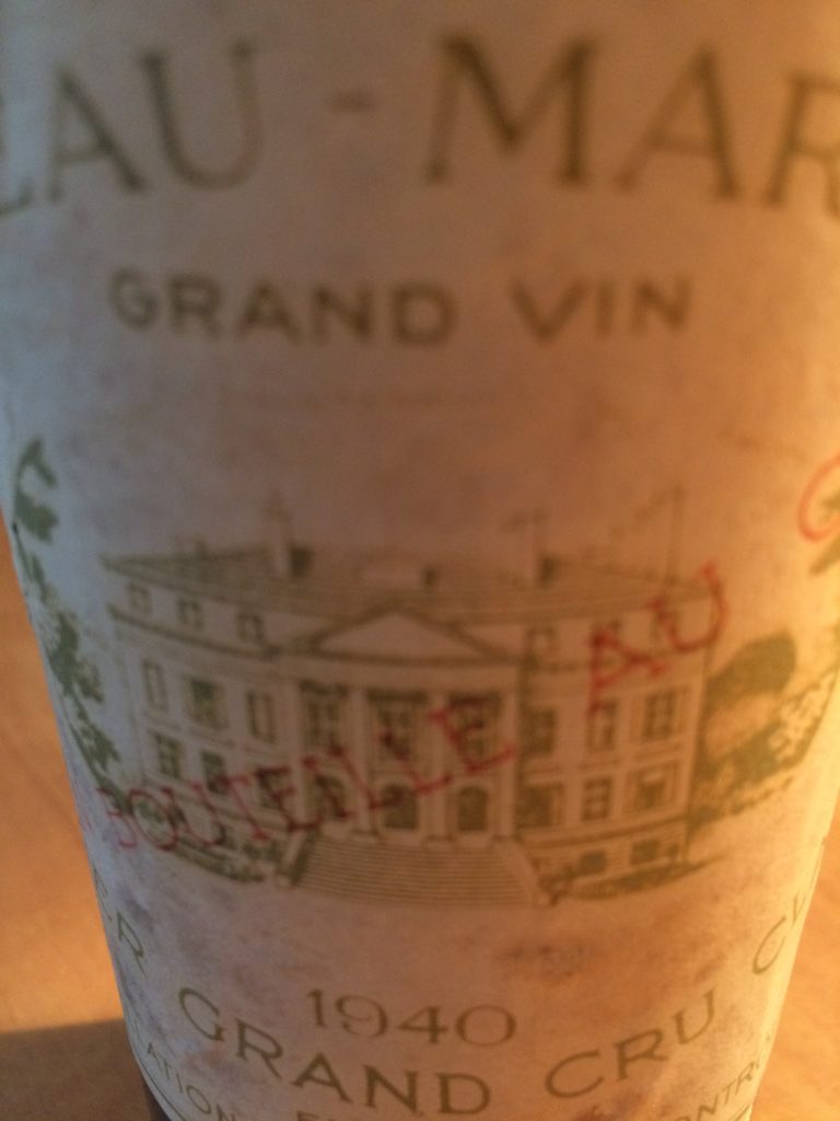 Label of Château Margaux 1940 (half-bottle)