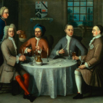 “A Group Portrait of Sir Thomas Sebright, Sir John Bland and Two Friends” by Benjamin Ferrers