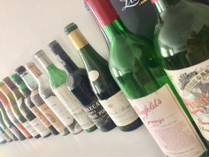 Empty bottles of fine wine in Arden Fine Wines' office