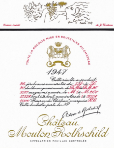 Château Mouton Rothschild 1947 label by Jean Cocteau