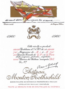 Château Mouton Rothschild 1960 label by Jacques Villon