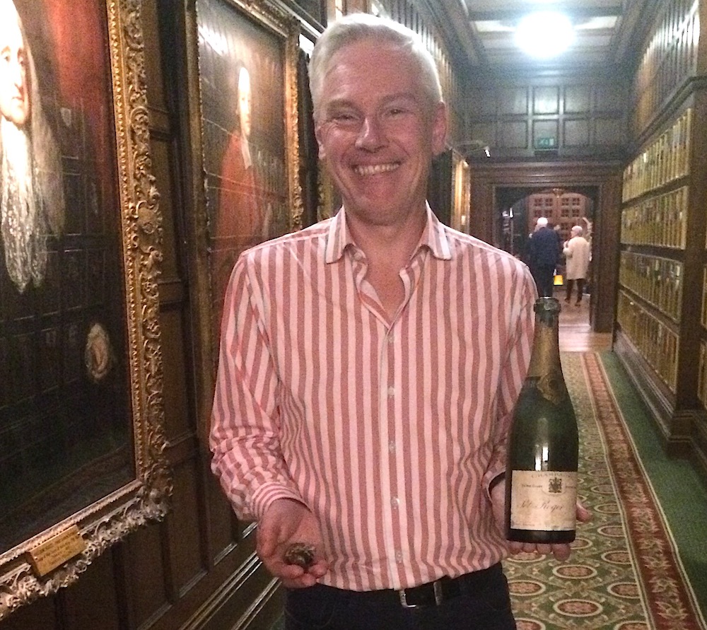 Stuart George of Arden Fine Wines with 1945 Pol Roger at Middle Temple