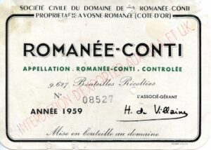1959 classic red wine at Arden Fine Wines – Romanée-Conti 1959