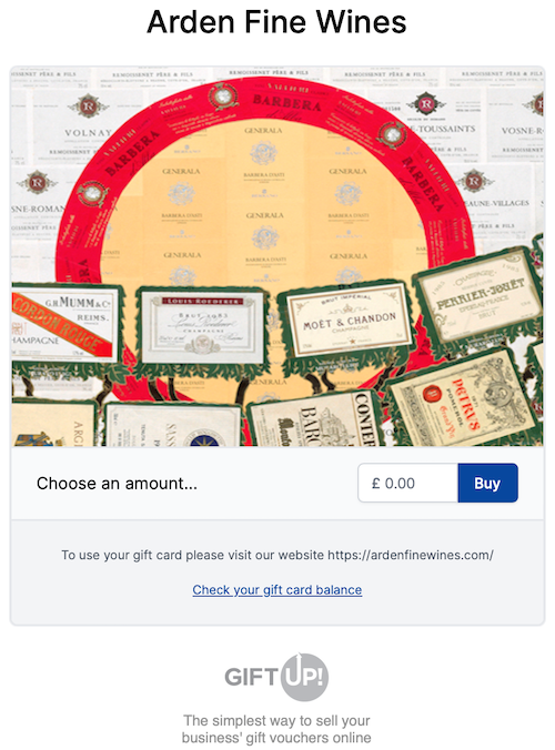 Arden Fine Wines gift voucher