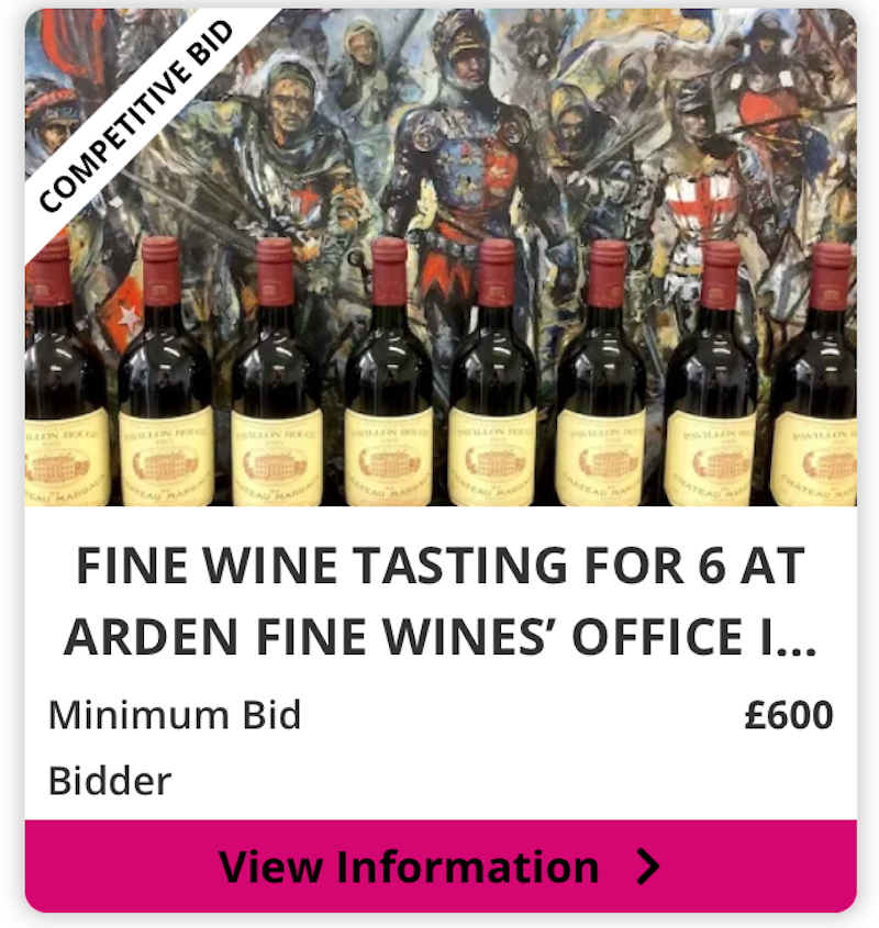 Missing People charity auction lot Arden Fine Wines